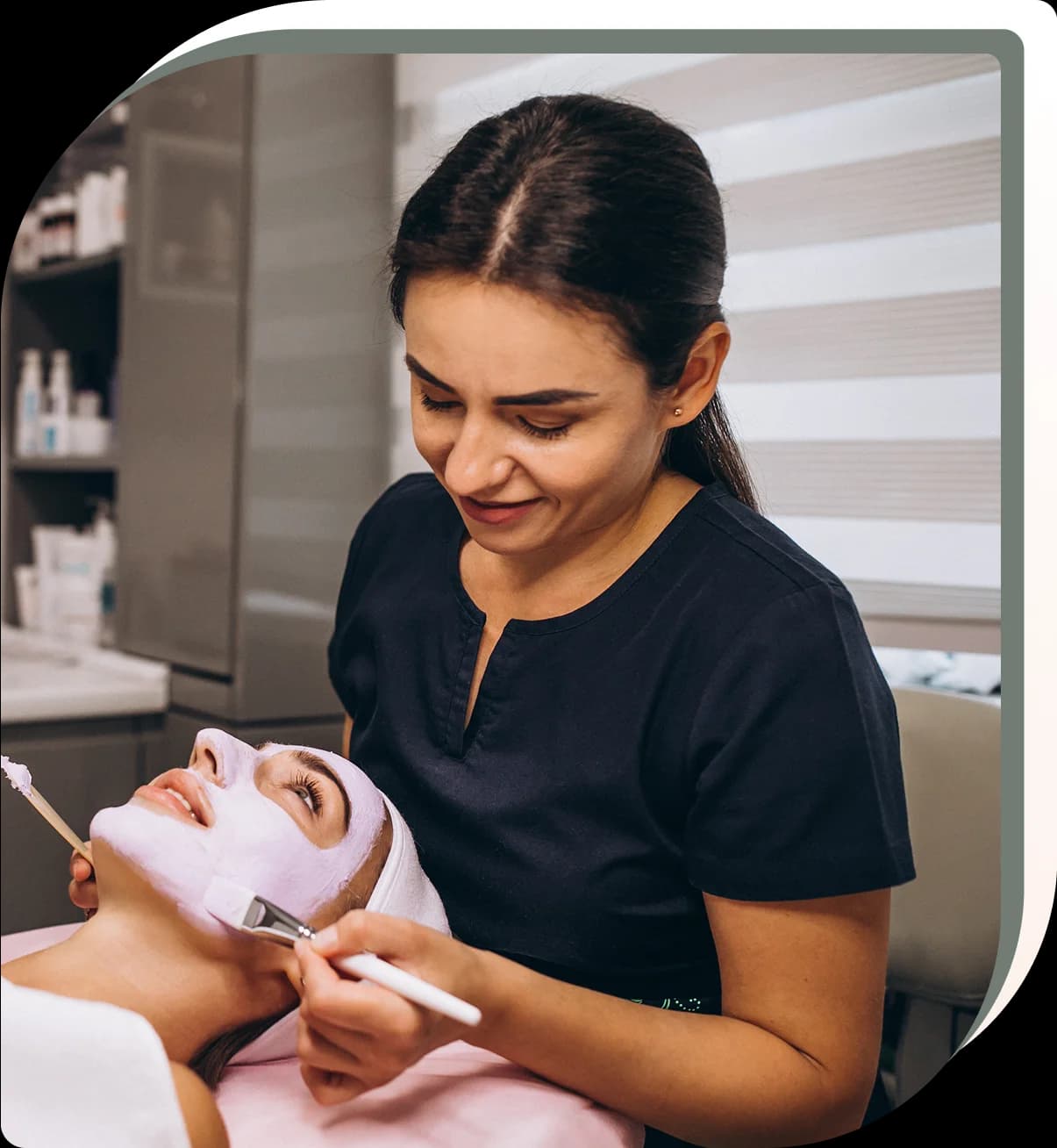 Client receiving a relaxing facial treatment at Nur Med Spa