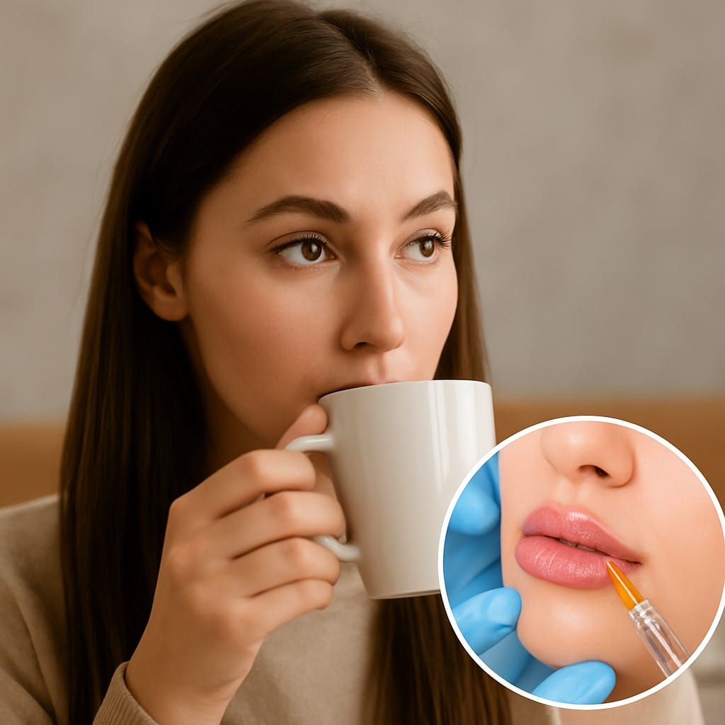 can I drink coffee after lip filler treatment illustration